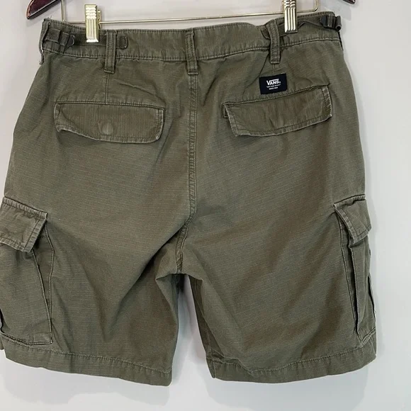 Vans Men's Olive Green Cargo Shorts Ripstop Cotton Utility Size 32 - Picture 7 of 10